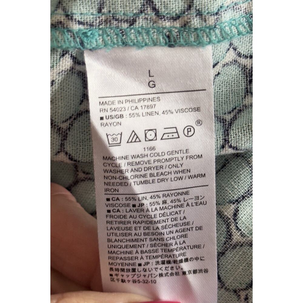 Banana Republic Teal Blue Geometric Linen Blend Midi Slip Dress Womens Large - Picture 7 of 8